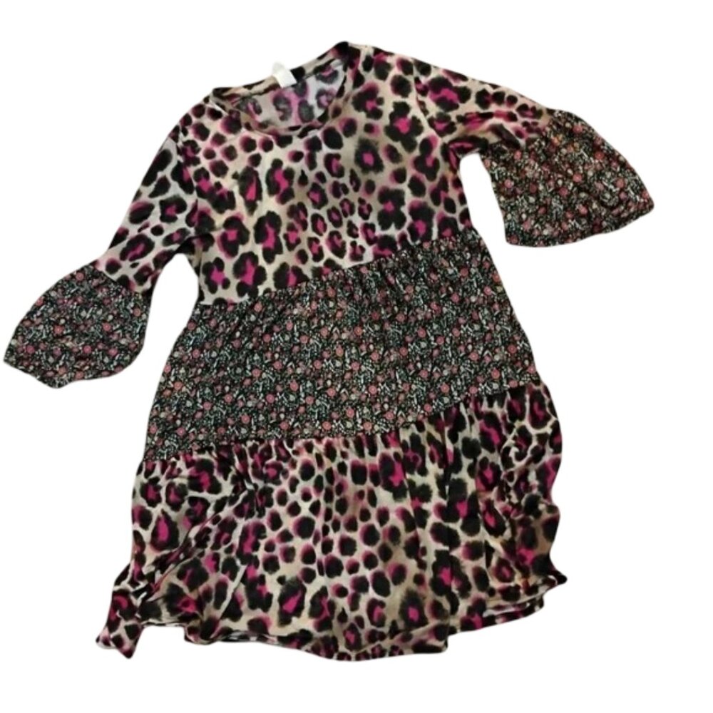 Animal Print women's Dress with Floral Accents